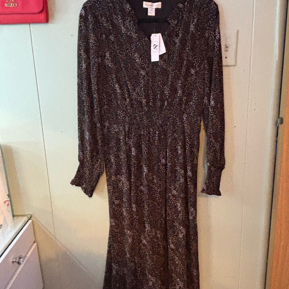 Christopher & Banks Black and White Long Sleeve Dress